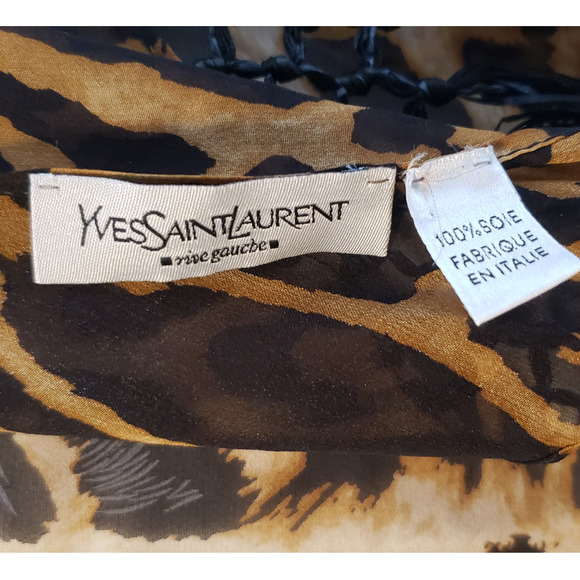 Yves Saint Laurent Cheetah Print Shawl with Fringe - Picture 5 of 6
